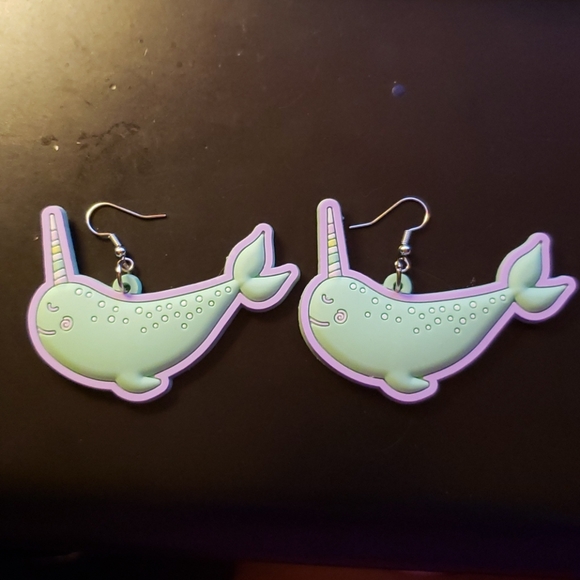 Handmade Narwhal Earrings - Picture 1 of 1